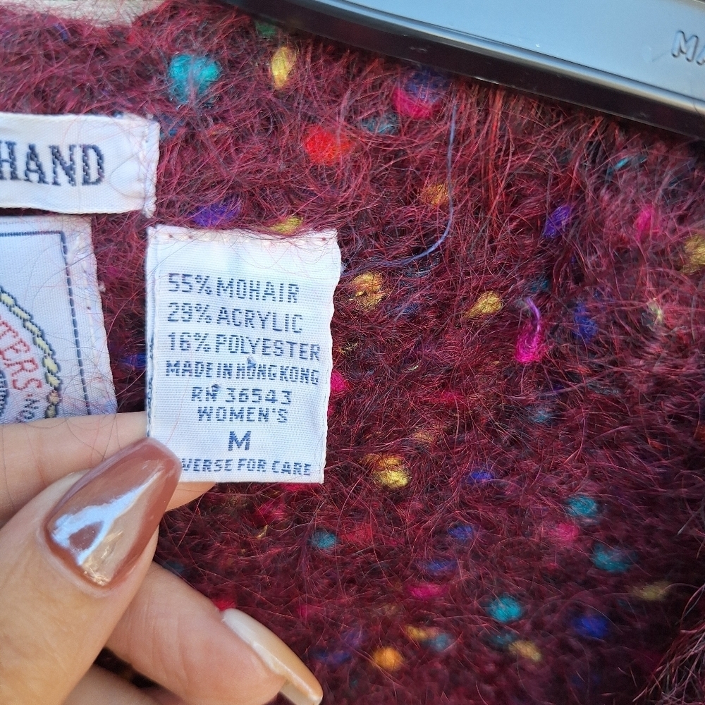 Cape Isle Knitters Hand Knit Mohair Cardigan Size Large - Picture 6 of 6